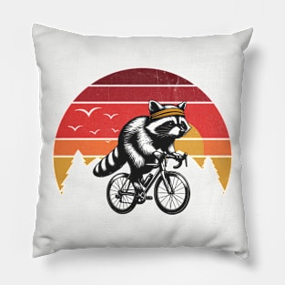 Cycling Raccoon Pillow