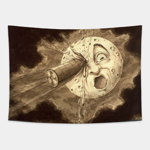 Le Voyage dans la Lune (drawing) by G. Melies Tapestry by Artimaeus