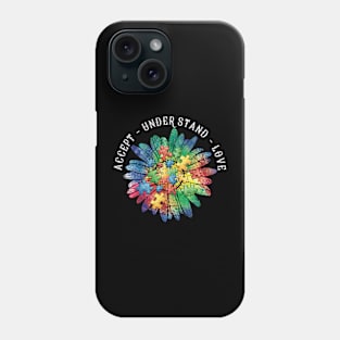 Floral Autism Awareness Daisy Flower Accept Understand Love Puzzle Phone Case