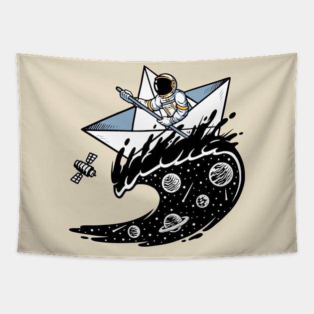 astronaut sailing illustration Tapestry by Mako Design 