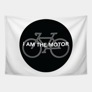I Am The Motor in black circle Tapestry