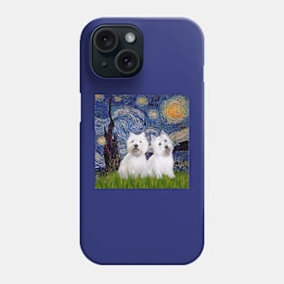 Starry Night Adapted to Include Two West Highland Terriers Phone Case