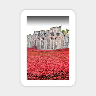 Tower of London Red Poppy Flowers Magnet