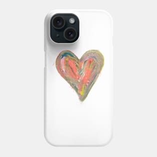 Orange Painted Heart with Expressive Brushstrokes and Gold Phone Case