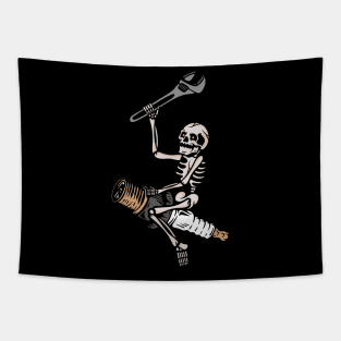 Skull and car Tapestry