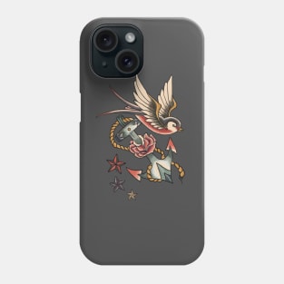 Retro Tattoo Swallow and Anchor Phone Case