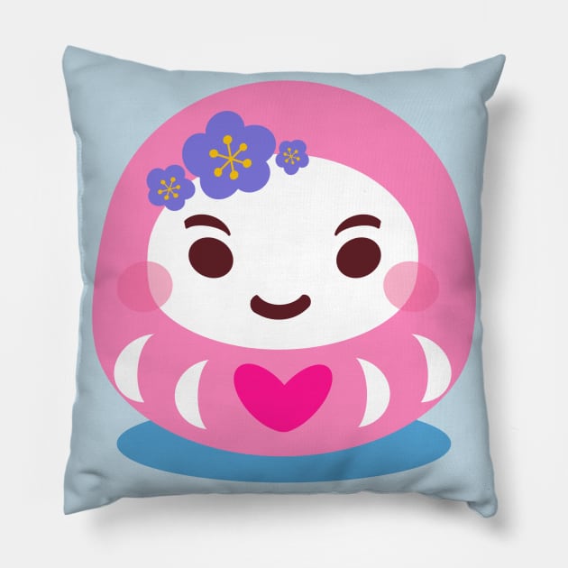 Pink Daruma Doll Pillow by EV Visuals