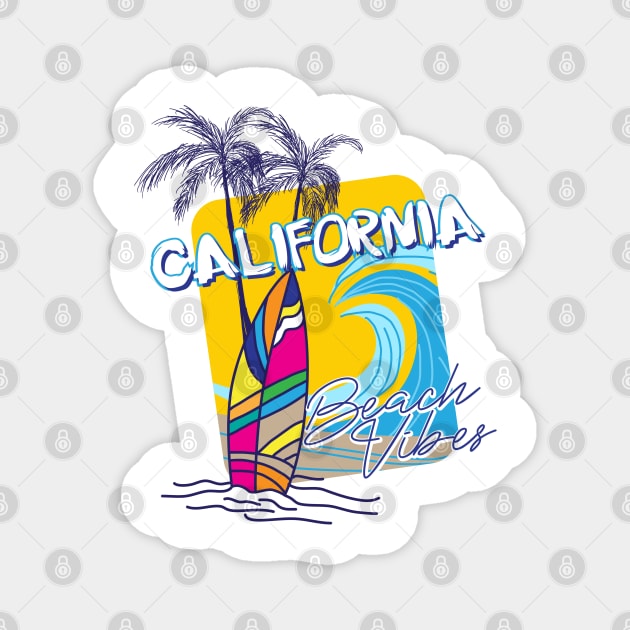 California Beach Vibes Colourful summer  typography Magnet by SSSD