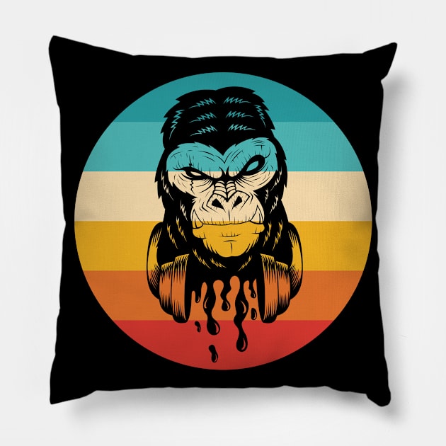 Monkey Music Retro Pillow by Rise And Design