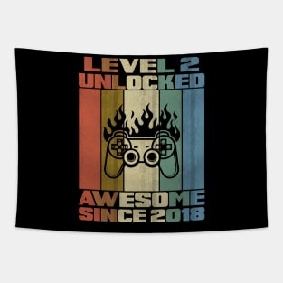 Level 2 Unlocked Birthday 2 Years Old Awesome Since 2018 Tapestry