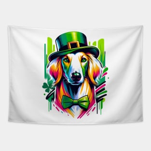 Saluki Dog's Graceful Saint Patrick's Day Celebration Tapestry