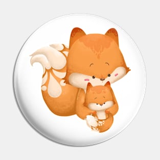 Mommy Fox and Her Kid Pin