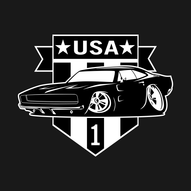 Classic Car with USA 1 Shield by hobrath