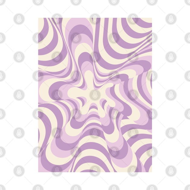 Abstract Groovy Retro Liquid Swirl Purple Pattern by Colorable