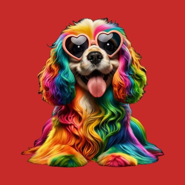 Rainbow Cute Dog Wearing Glasses Heart Puppy Love Dog Funny by solo4design