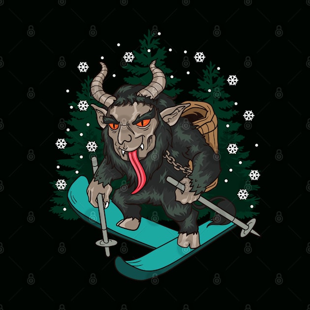 Krampus Skiing Christmas by E