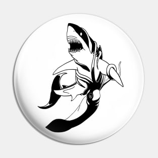 Great white shark and giant squid Pin