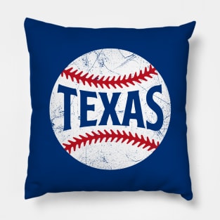 Texas Retro Baseball - Blue Pillow