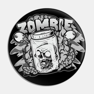 Zombie Head in a Jar Pin