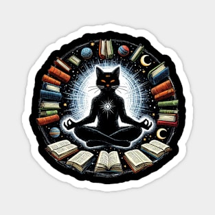 Books Cat Meditating Magnet