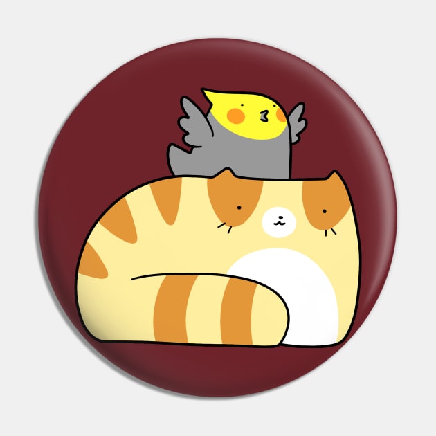 Tabby and Cockatiel Pin by saradaboru