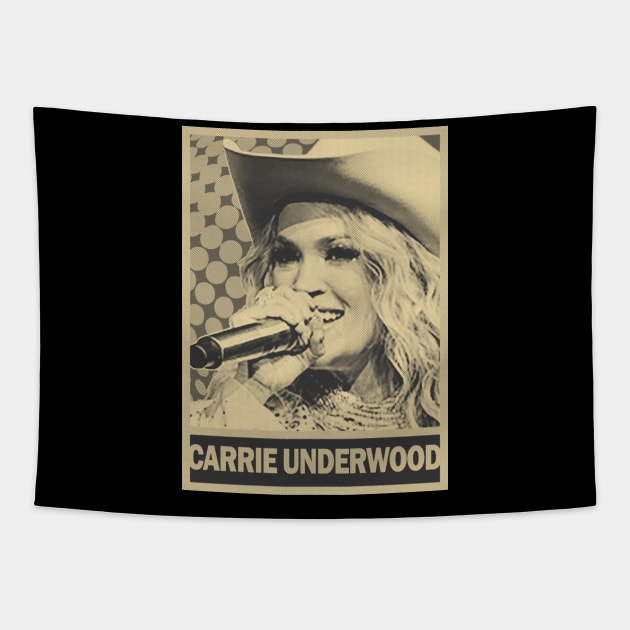 carrie underwood - brown cream Tapestry by oeyadrawingshop