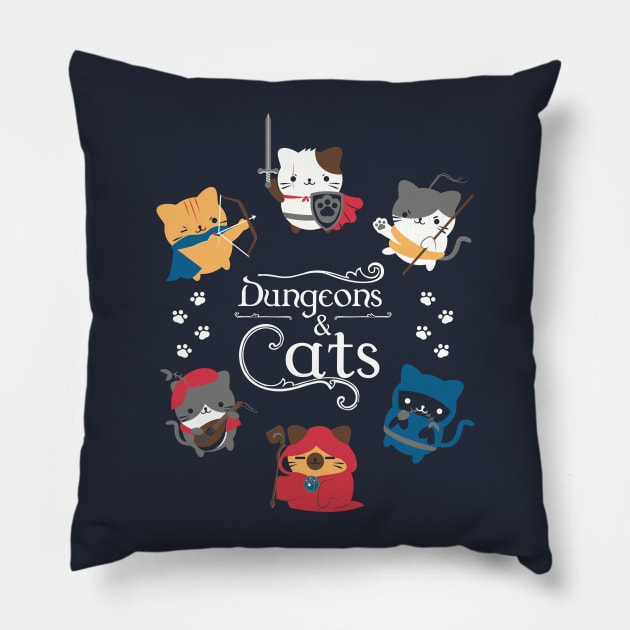 Dungeons & Cats Pillow by Domichan