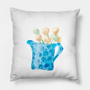 Ceramic jug and billy buttons Pillow