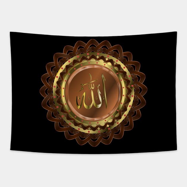 Islamic Name of God Lotus - Copper Tapestry by geodesyn