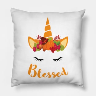 Unicorn Thanksgiving Women and Toddler Fall T-Shirt blessed Pillow