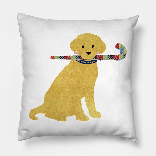 Yellow Lab Retriever Field Hockey Dog Pillow by emrdesigns