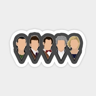 Doctor Who - All Five Modern Doctor Faces 9th, 10th, 11th, 12th and 13th Doctors Magnet