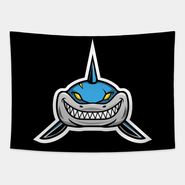 Angry shark Tapestry by Luckyart11