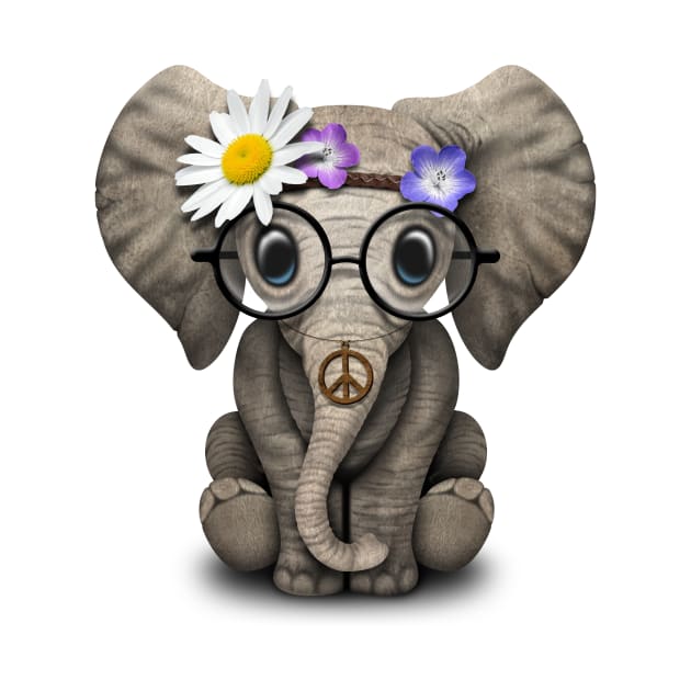 Cute Baby Elephant Hippie by jeffbartels