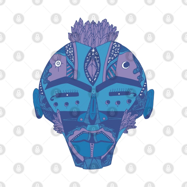 Mountain Blue African Mask 4 by kenallouis