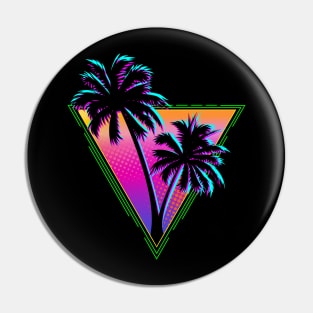 Retro 80s Neon Synth Palm Tree Silhouette Pin