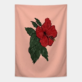 Floral drawing V: red hibiscus Tapestry