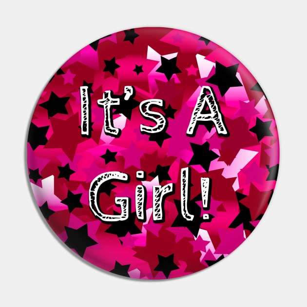 It's A Girl! Pink Stars Pin by BlakCircleGirl