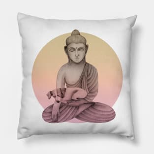 Buddha with dog 5 Pillow