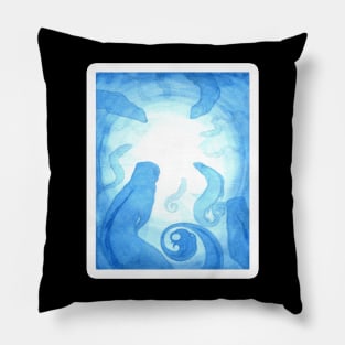 The Mermaid Ferrets - White Outlined Version Pillow