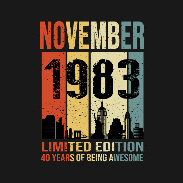 Made In 1983 November 40 Years Of Being Awesome by Red and Black Floral