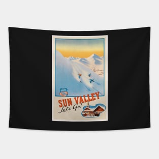 Sun Valley Idaho Vintage Ski Poster Tapestry