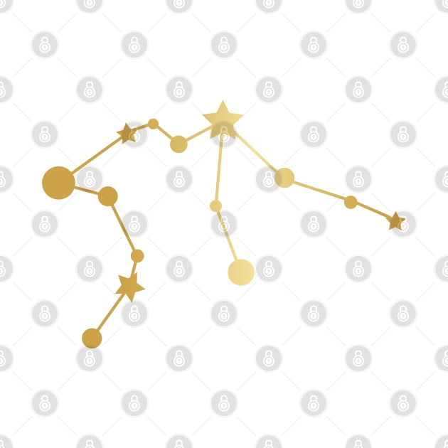 Aquarius Zodiac Constellation in Gold by Kelly Gigi