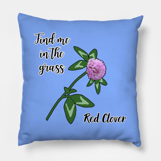 Find me in the grass...Red Clover Pillow by Kamila's Ideas