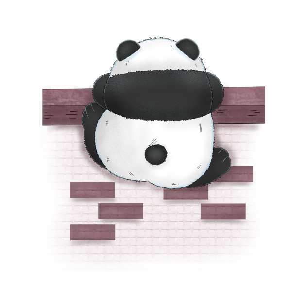 Baby Panda Climbing A Fence by Athikan