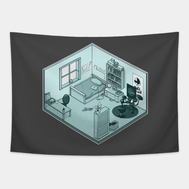 Charlie Spring - Heartstopper - isometric bedroom Tapestry by daddymactinus