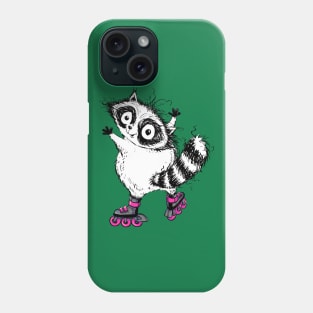 A Cute Little Raccoon on Some Sweet Blades Phone Case