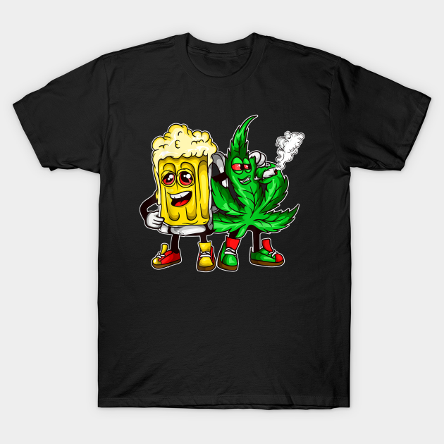 420 Pot Leaf Marijuana Bong Beer Drunk Weed Cannabis - Beer Day - T-Shirt