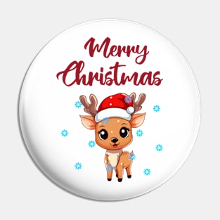 "Merry Christmas" With Cute Deer Pin