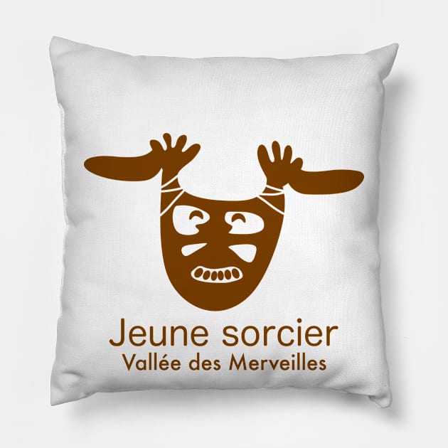 Jeune Sorcier - Vallée des Merveilles - marron Pillow by Babush-kat